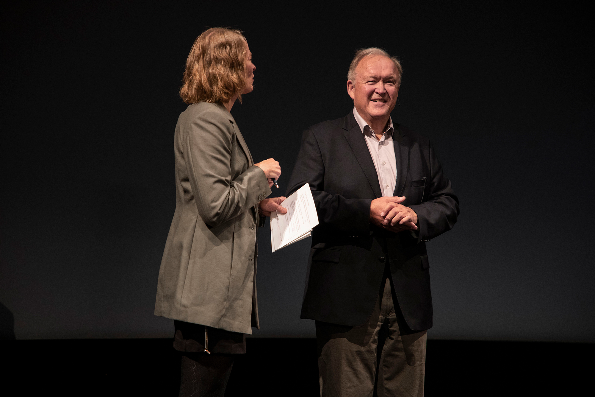 Göran Persson and the moderator of GRC 2019